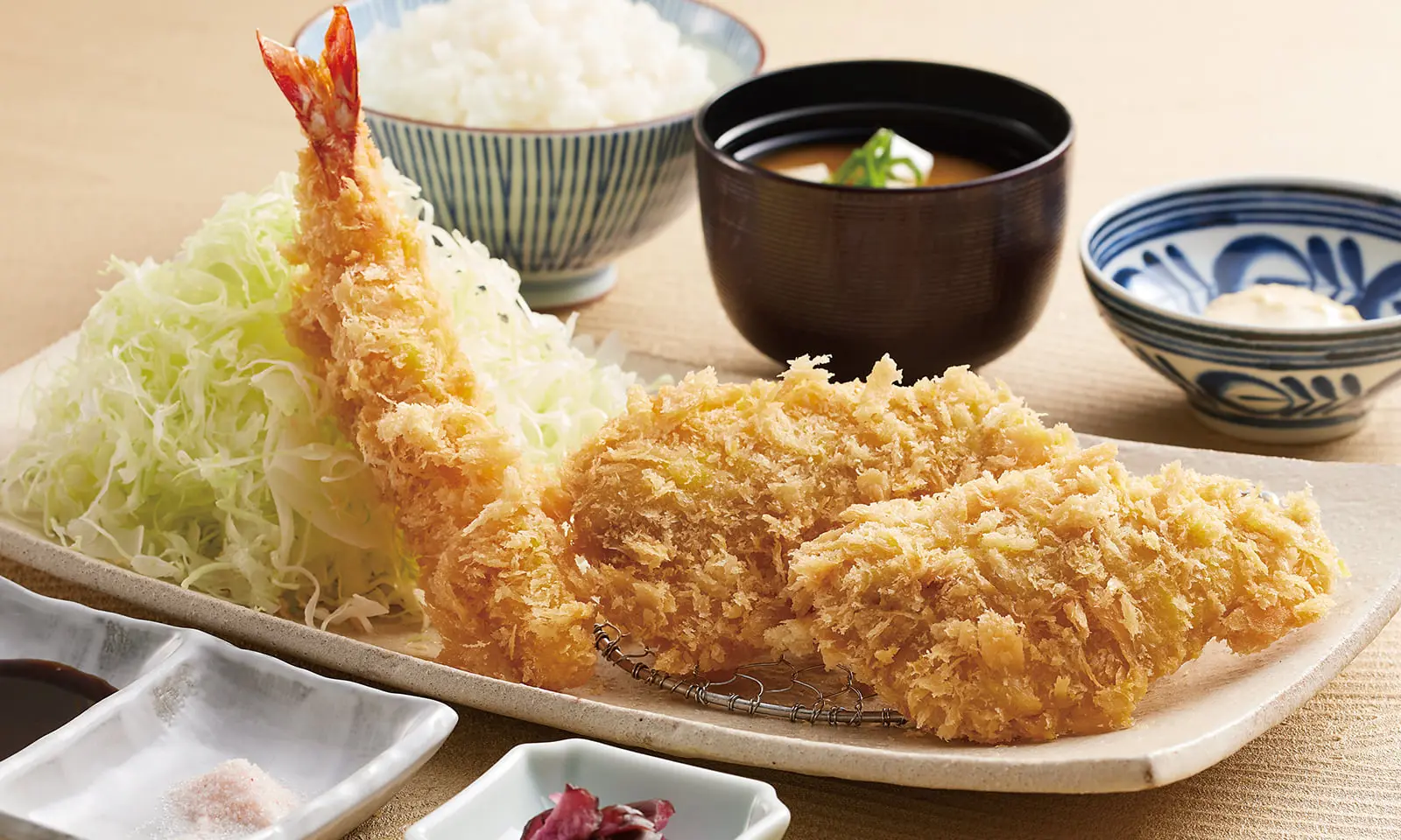 肉厚アジフライ・海老フライ定食
